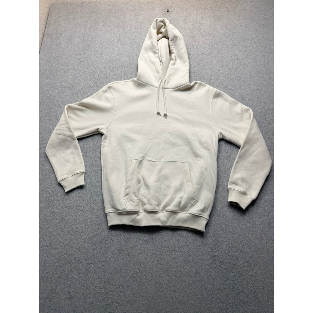 Gap Mens XS Cream Off White Fleece Pullover Hoodie Kangaroo Pocket RN54023